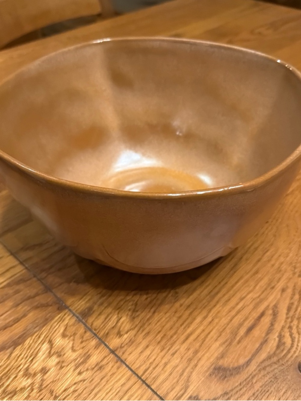 Frankoma Pottery Glazed Brown Ceramic Salad, Serving, or mixing Bowl. Fancy.